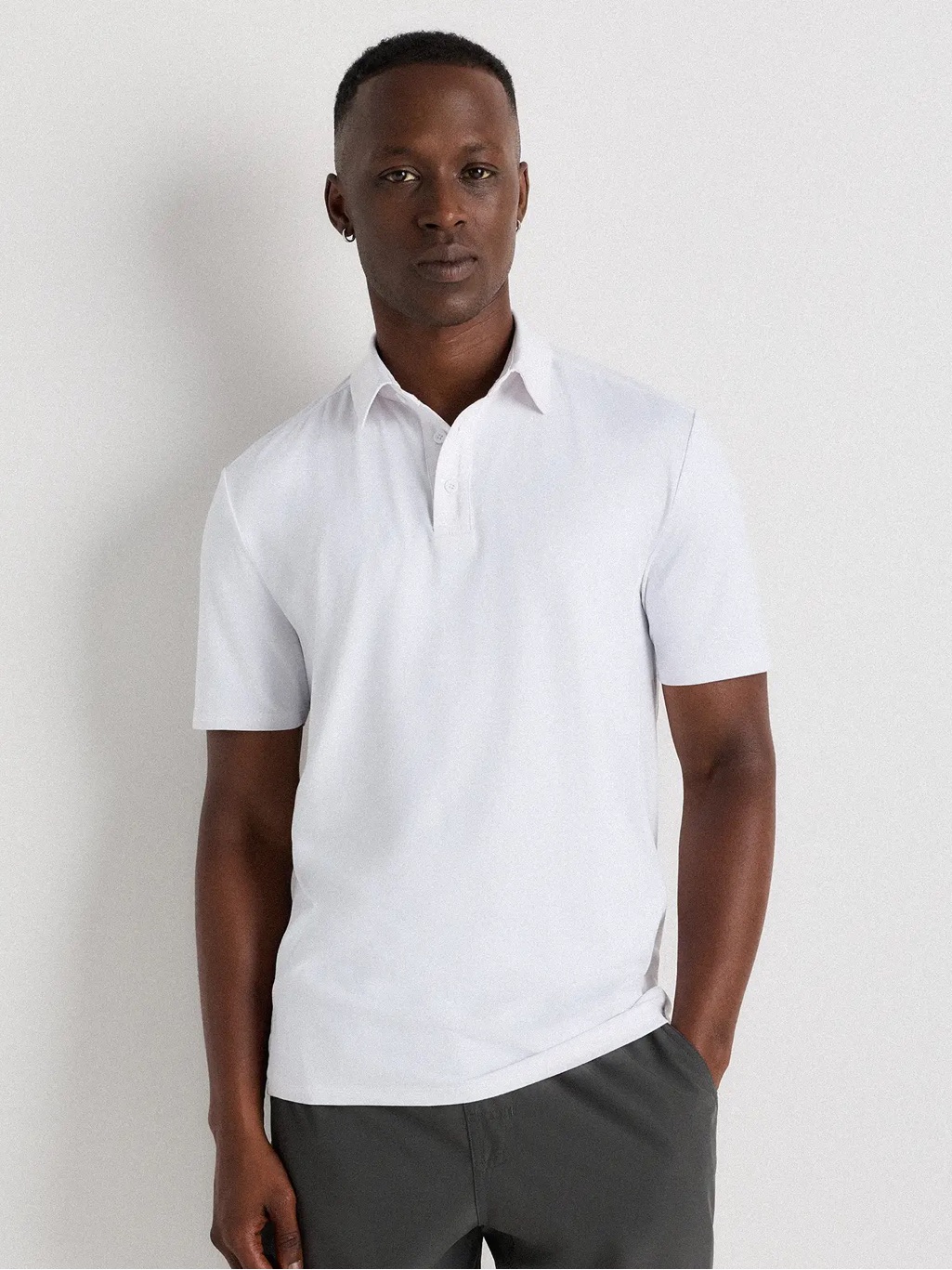 Quince White Short-Sleeve Flowknit Breeze Performance Polo